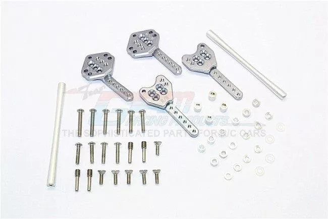 GPM ALUMINUM FRONT & REAR SHOCK TOWER ADJUSTABLE MOUNT AXIAL SCX10 II GUN SILVER