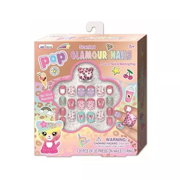 Hot Focus Pop Glamour Nails Leopard Set