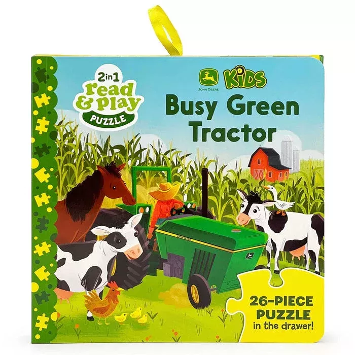 John Deere Kids Busy Green Tractor Book & Puzzle