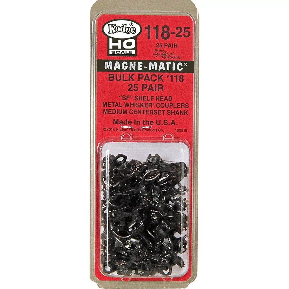 Kadee HO Scale #118 Metal "SF" Shelf Coupler Medium (19/64") Centerset Shank