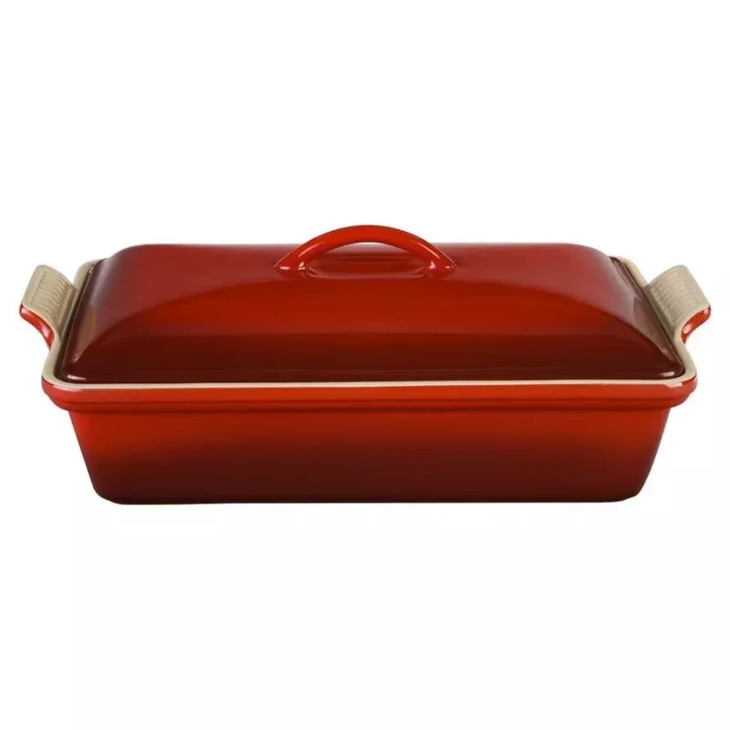 Le Creuset 4 Qt Heritage Rectangular Covered Casserole - Cherry Red