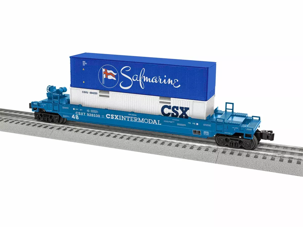 Lionel 1928530 O Gauge Maxi-Stack Well Car with Containers CSX 928530