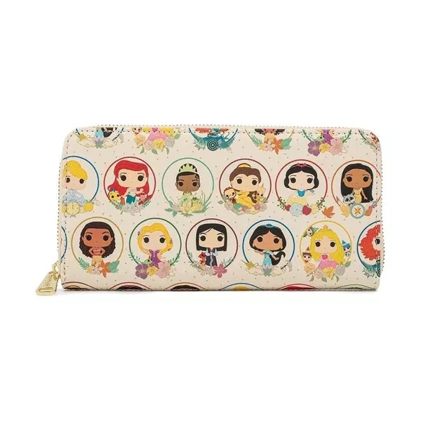 Loungefly Disney Princes Circles POP Style Zip Around Wallet