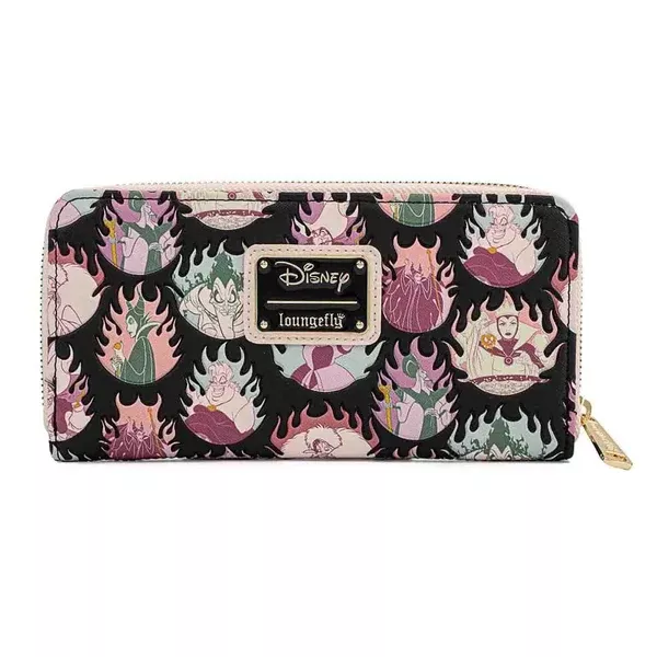 Loungefly Disney Villains Pastel Flames Zip Around Wallet