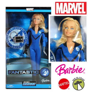 Marvel Fantastic 4 Barbie as Invisible Woman Doll 2005 Mattel J0871