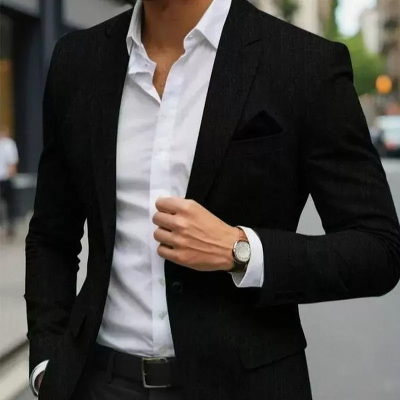 men’s solid color single button blazer business formal