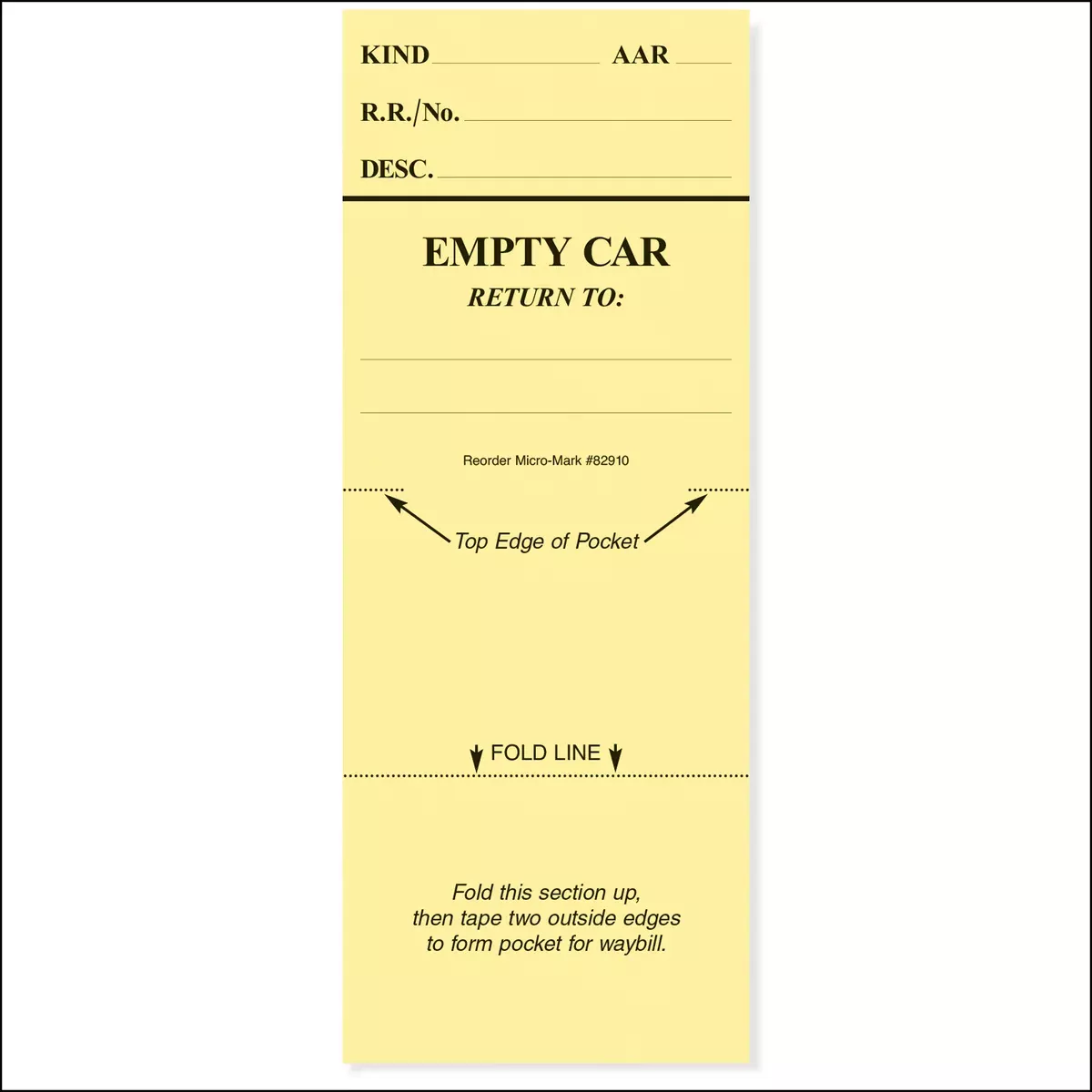 Micro-Mark 82910 Car Cards for Car Routing System