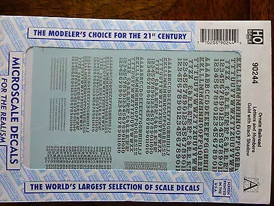 Microscale Decal #90244 Ornate Railroad Letters and Numbers Silve w/Black Shadow