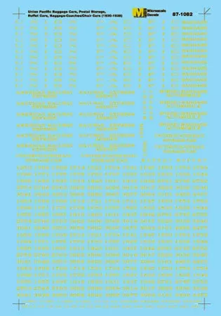 Microscale Decals 87-1082 HO Scale Heavyweight Passenger Cars Union Pacific