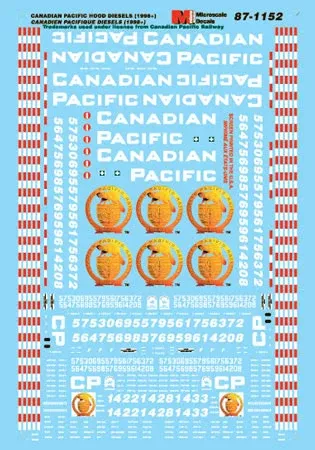 Microscale Decals 87-1152 HO Scale Canadian Pacific CP Hood Diesels
