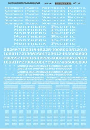 Microscale Decals 87-118 HO Scale Northern Pacific Steam Locomotives