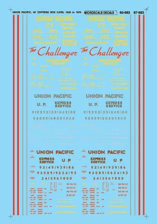 Microscale Decals 87-683 HO Scale Union Pacific UP 40' Express Boxcars