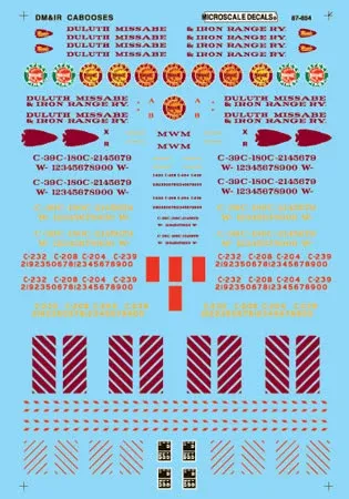 Microscale Decals 87-854 HO Scale DM&IR Cabooses