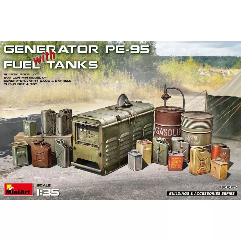 miniart 35662 1/35 us pe-95 generator with fuel cans model kit