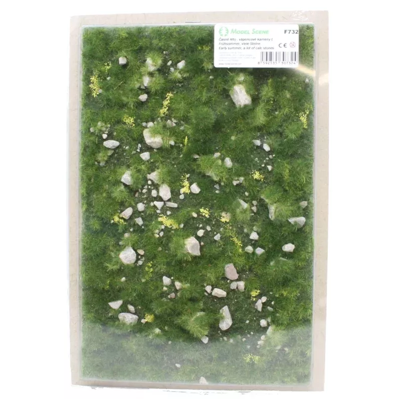 Model Scene - GRASS MATS WITH CALC-STONE (18x28cm) Early summer, a lot of calc stones