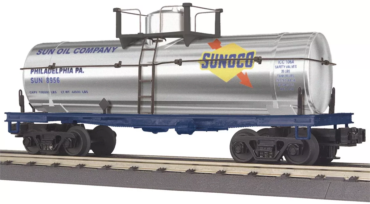 MTH RailKing 30-7378 O Gauge Single Dome Chrome Tank Car Sunoco 8956