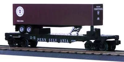 MTH RailKing 30-7626 O Gauge TOFC Flatcar with Trailer Pennsylvania PRR