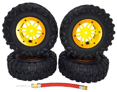 NHX RC P2 2.2" Air Crawler Tires w/ Beadlock Wheel / Yellow Ring (4) for TRX-4 SCX10
