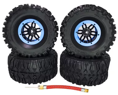 NHX RC P3 2.2" Air Wide Tall Crawler Tires w/ Beadlock Wheel (4) for TRX-4 SCX10 -Black/Blue