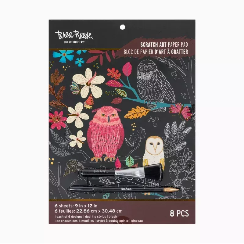 owl & moon scratch art pad