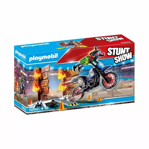 Playmobil Stunt Show Motocross with Fiery Wall 70553