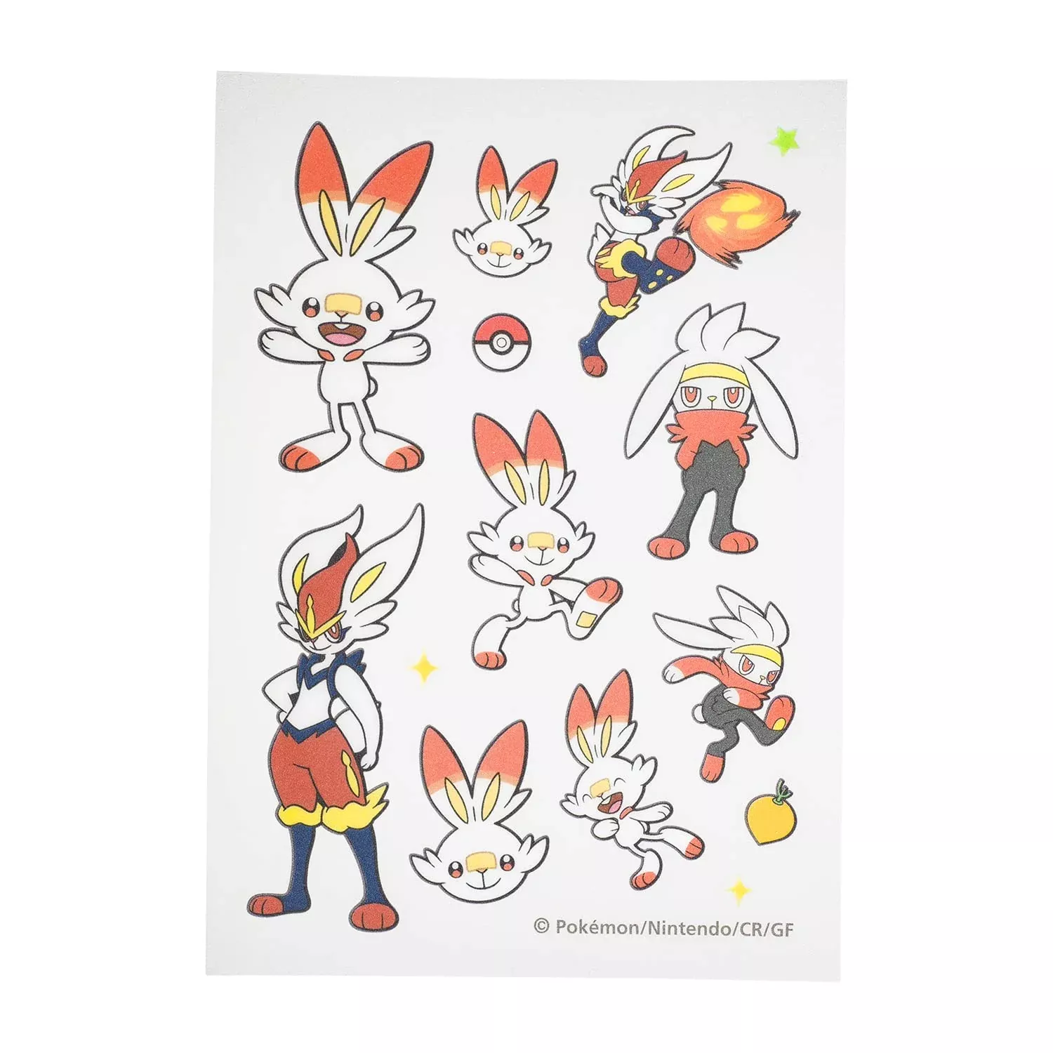 Pokemon Center Original Cloth Sticker Irodo Hibani Rabbifoot Aceburn