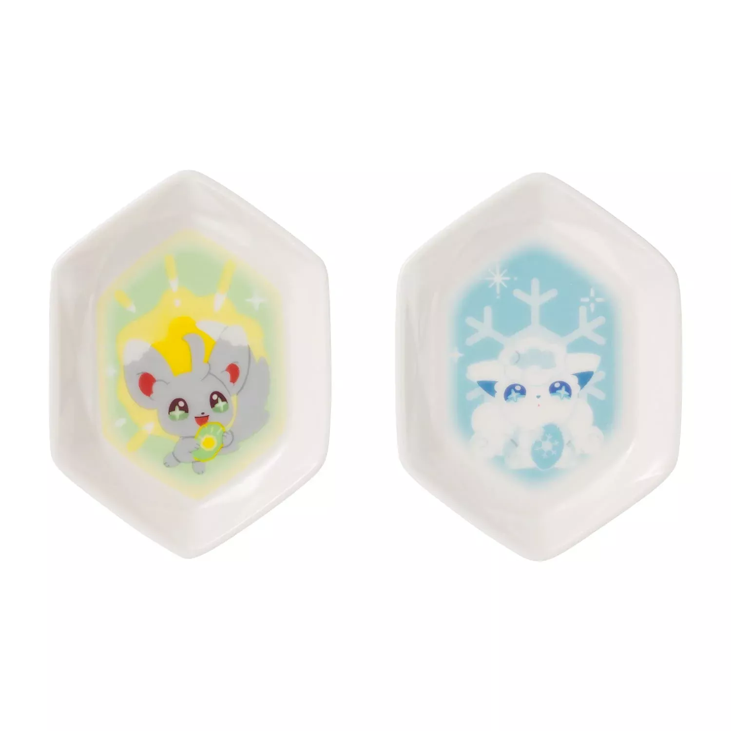 POKEMON CENTER ORIGINAL Die-Cut Bean Dish Set 2 Pcs Shinka No Ishi Minccino, Alolan Vulpix