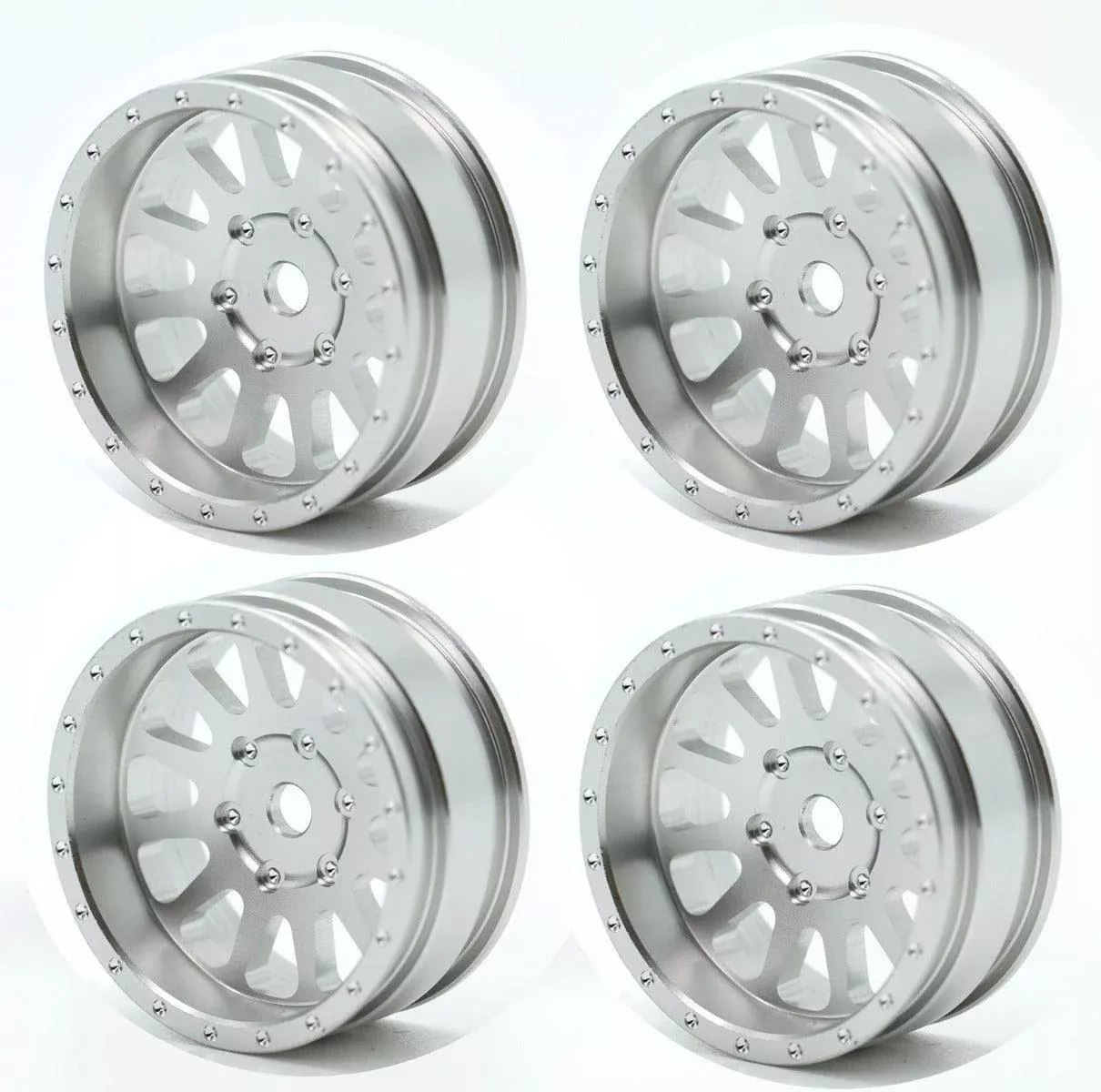 Powerhobby A24 Aluminum 1.0” Rock Crawler Wheels Axial SCX24 - Silver