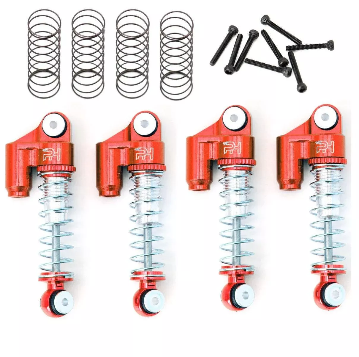 Powerhobby Axial SCX24 Aluminum Threaded Mini/Micro Shocks Front Rear RED