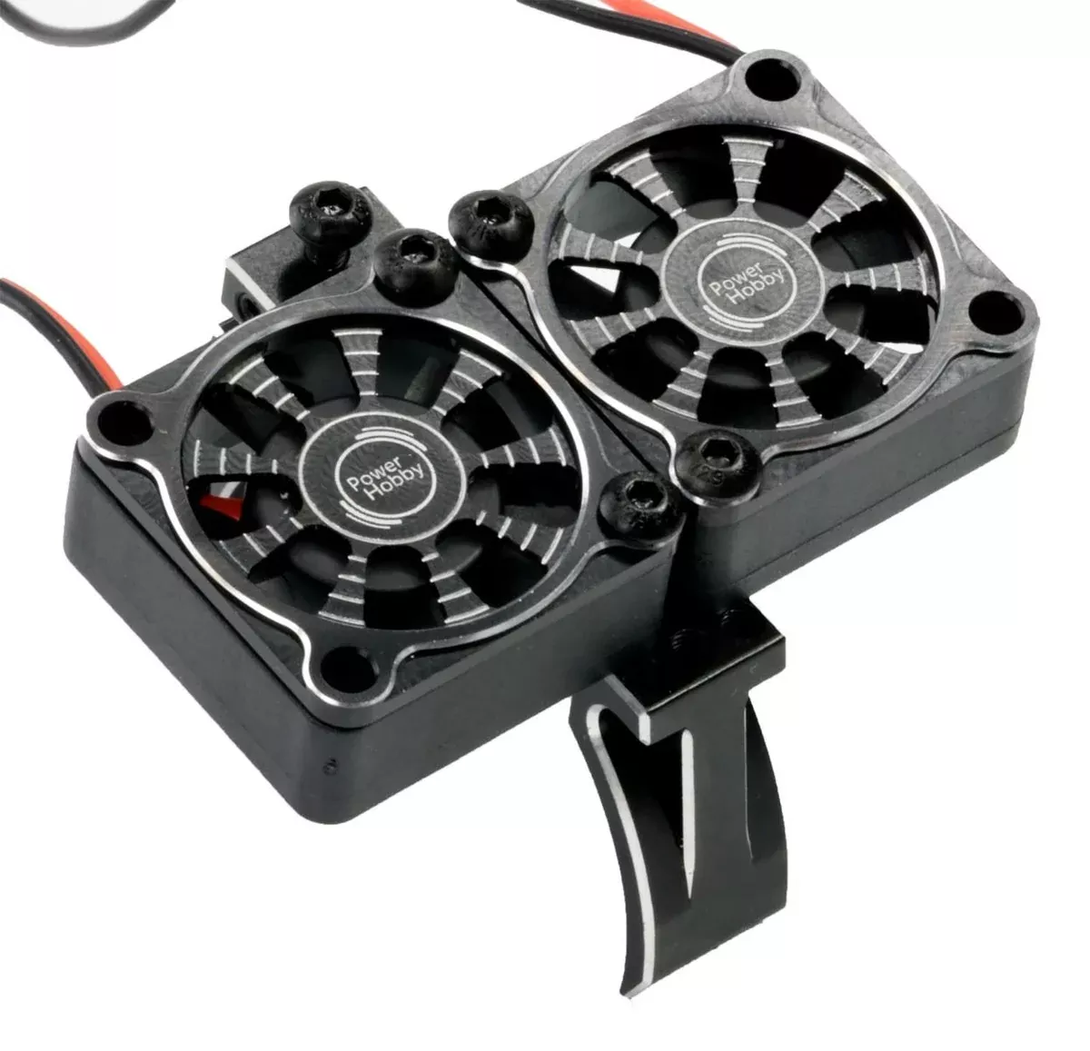 Powerhobby PH1297 Black 1/10 Aluminum Heatsink Mount with 30mm Twin Turbo Cooling Fans