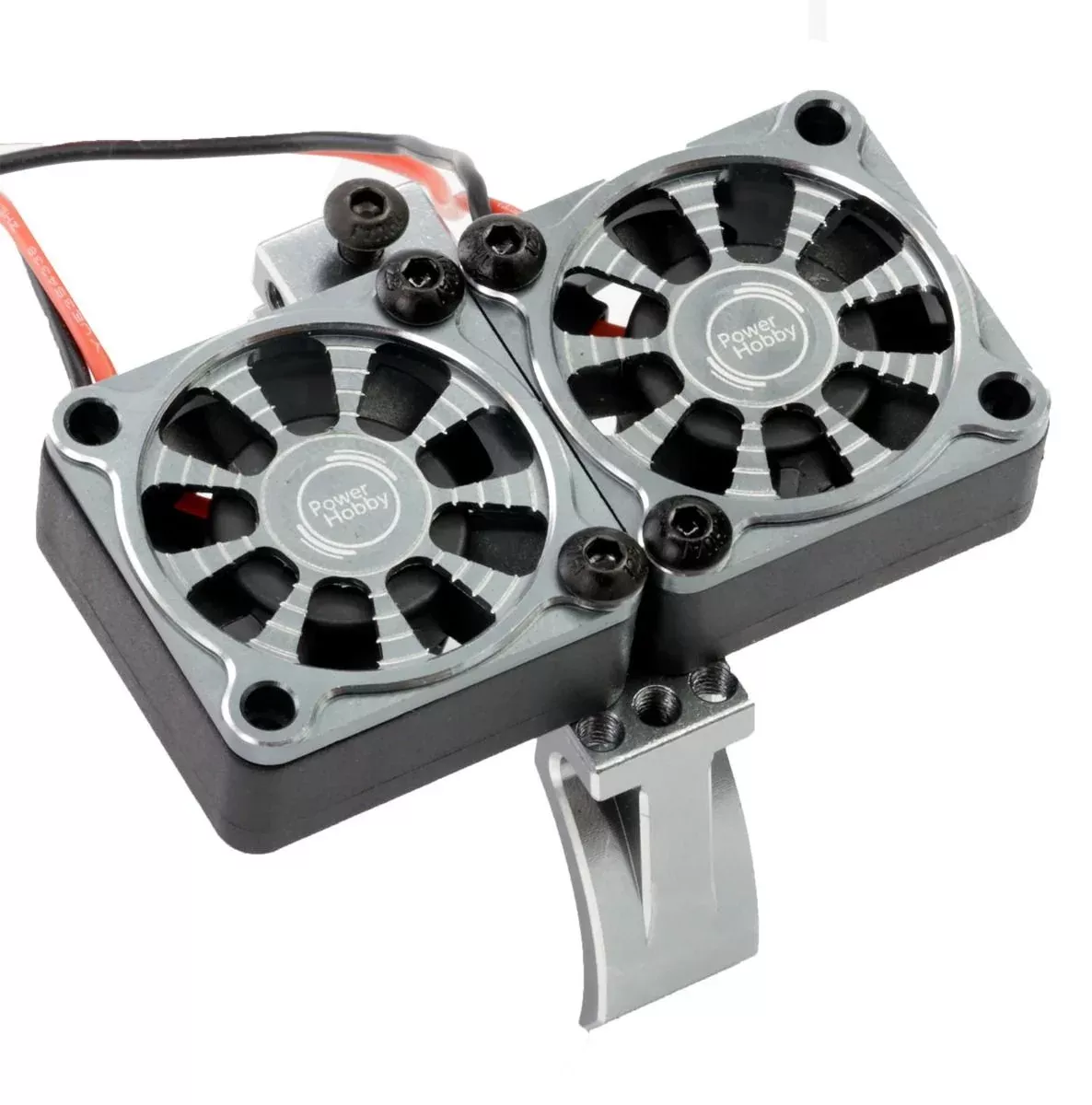 Powerhobby PH1297 Gun Metal 1/10 Aluminum Heatsink Mount with 30mm Twin Turbo Cooling Fans