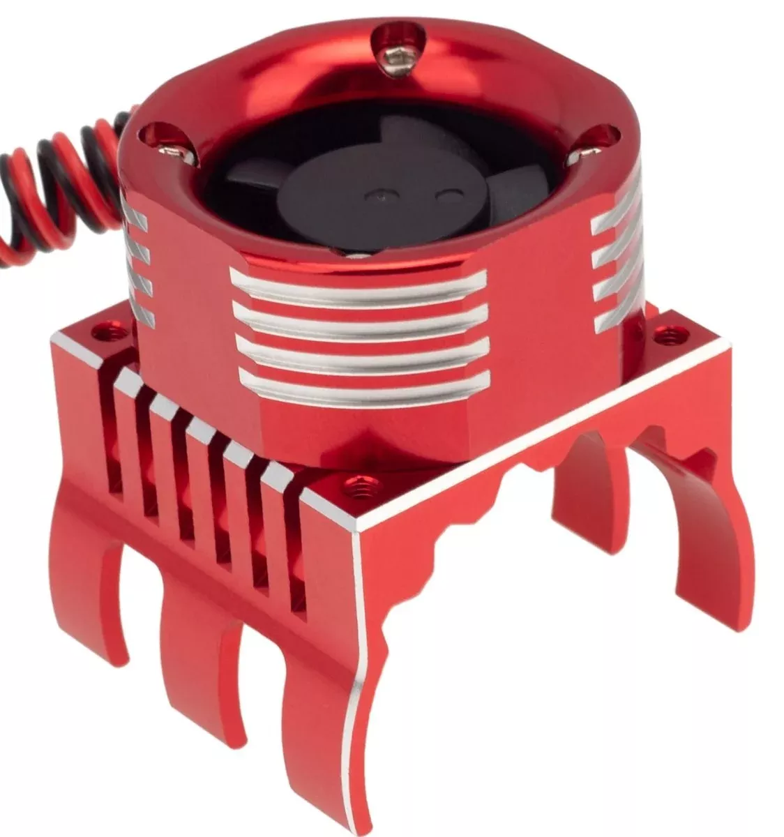Powerhobby PHT1299 Red Aluminum High Speed Cooling Fan with Heatsink and LEDs for 1/8 Motors