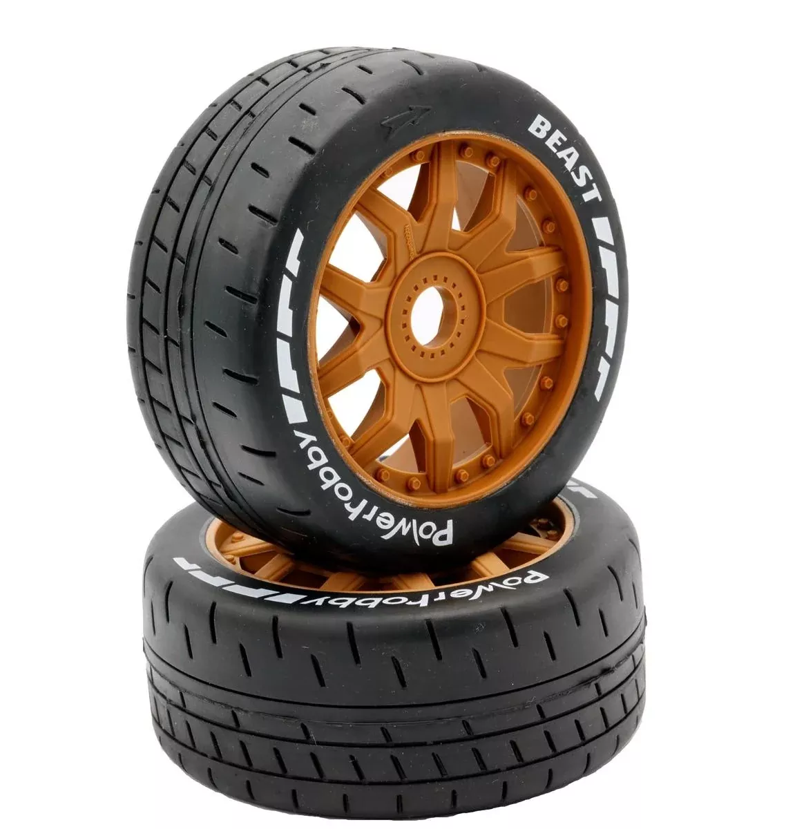 Powerhobby PHT2401-MC 1/8 Beast Belted Tires on Brown 17mm Hex Wheels