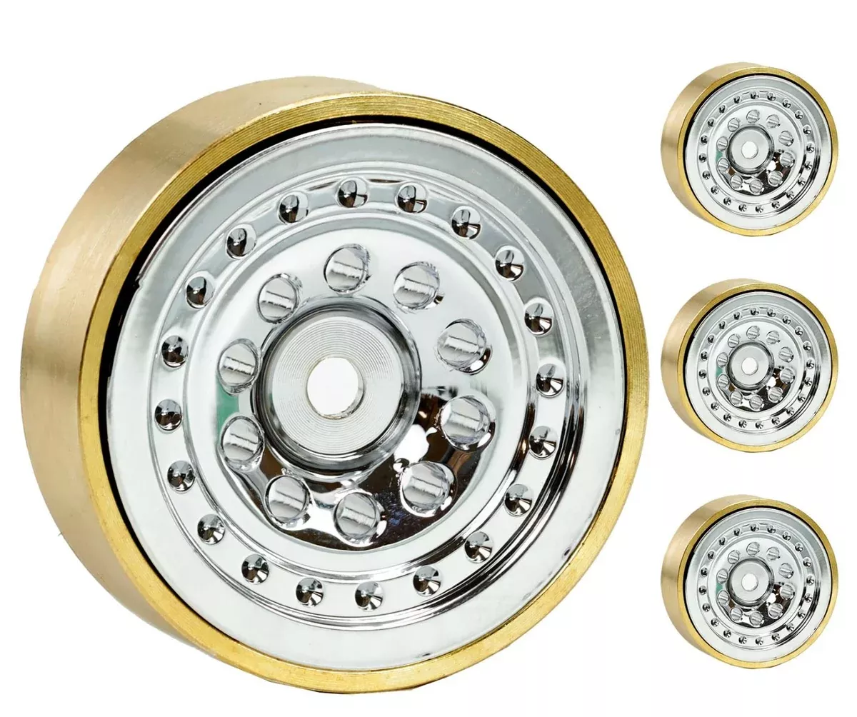 Powerhobby SCX24112 Chrome Z4 Aluminum 1.0" Rock Crawler Wheels with Brass Rings