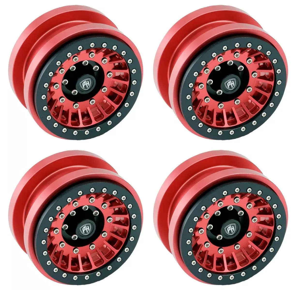 Powerhobby Z1 Axial SCX6 2.9” CNC Aluminum Beadlock Wheels Red 4pcs