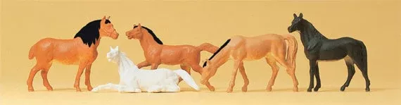 Preiser 14150 HO Scale Horses Animal Figure Set