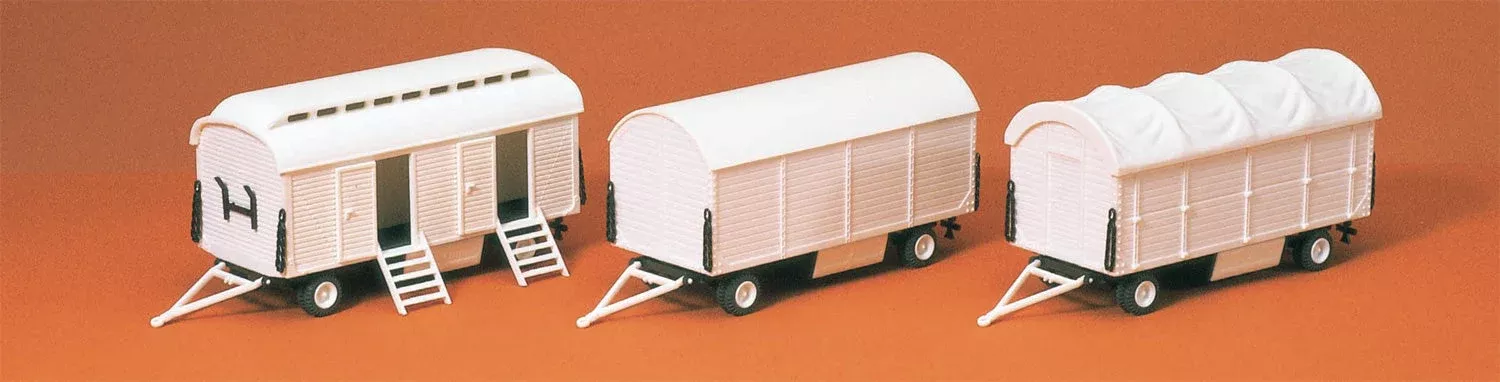 Preiser 20008 HO Scale Modern Circus Equipment Carriers Kit (3)