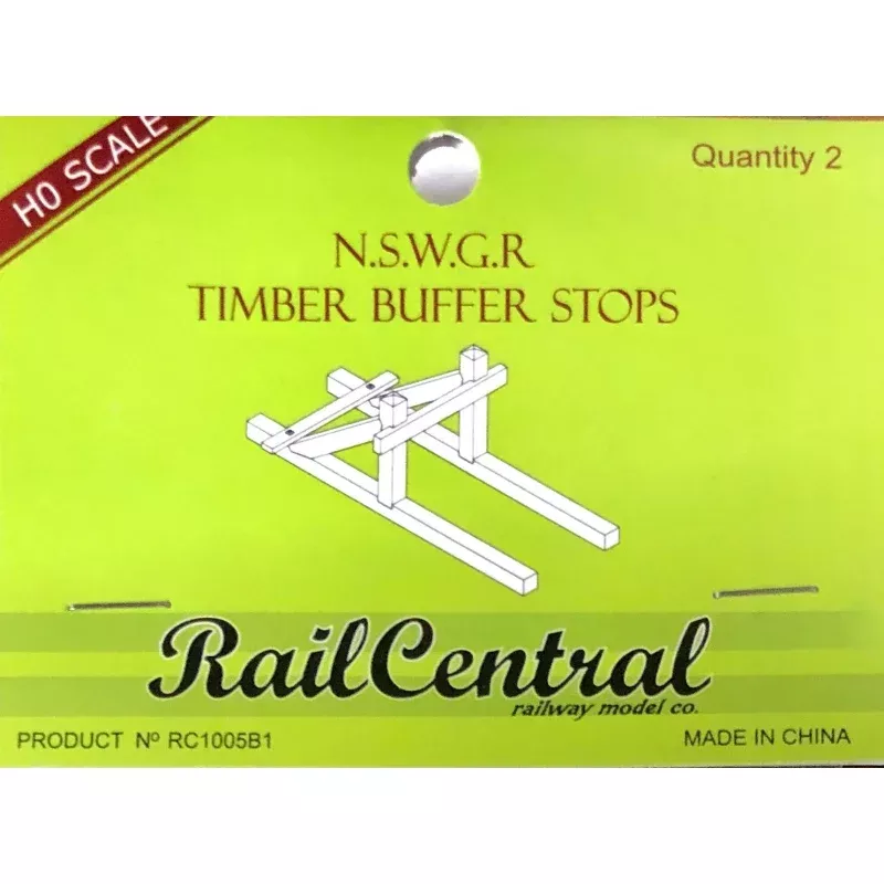Rail Central: RC 1005B1 NSWGR TIMBER BUFFER STOPS WITH NARROW BUFFER BEAM two in a pack. HO