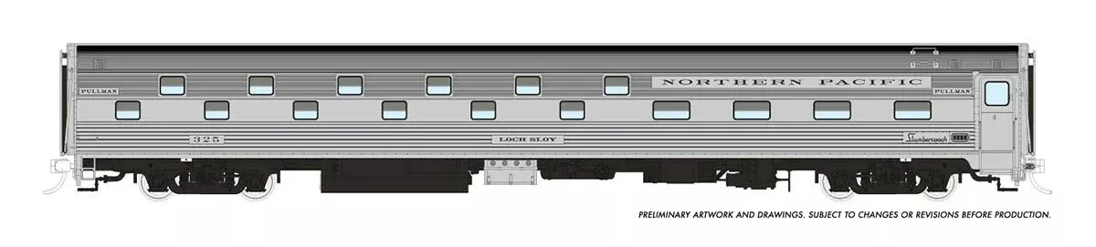 Rapido Trains 141025 HO Scale Budd Slumbercoach Northern Pacific NP 327 Loch Lomond