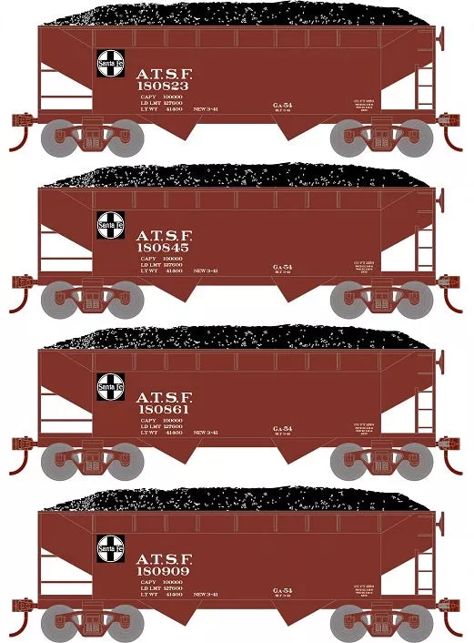 Roundhouse 1280 HO Scale 34' Offset Open Hopper Santa Fe ATSF