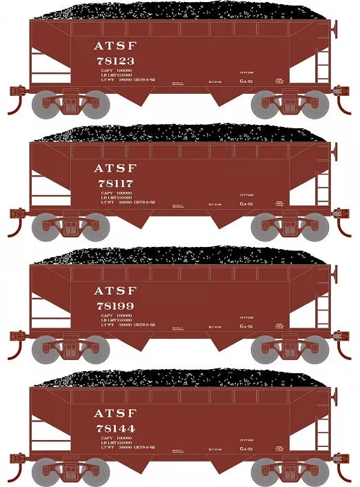 Roundhouse 1281 HO Scale 34' Offset Open Hopper Santa Fe ATSF