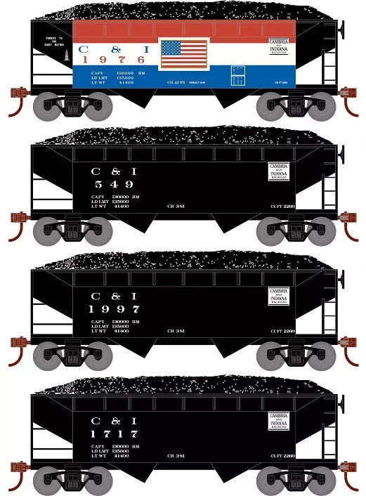 Roundhouse 1284 HO Scale 34' Offset Open Hopper Cambria & Indiana C&I