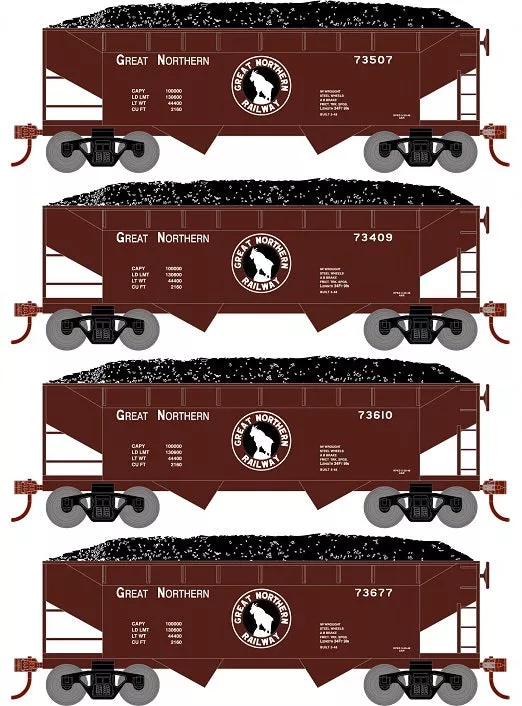 Roundhouse 1290 HO Scale 34' Offset Open Hopper Great Northern GN