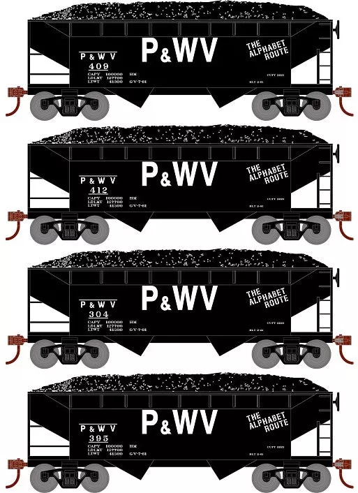 Roundhouse 1293 HO Scale 34' Offset Open Hopper Pittsburgh & West Virginia P&WV