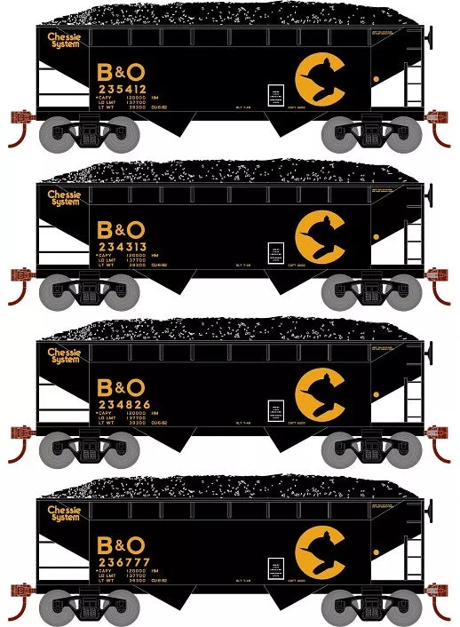 Roundhouse 1296 HO Scale 34' Offset Open Hopper Chessie System B&O