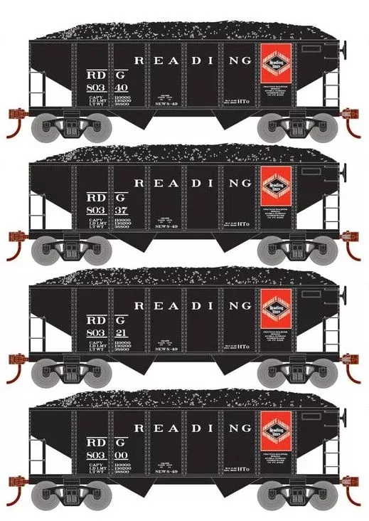 Roundhouse 50015 HO Scale 34' Ribbed Hopper w/Load Reading RDG
