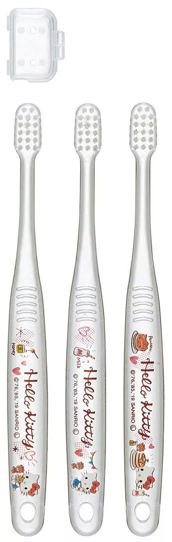 SKATER Clear Soft Toothbrush Set 3 Pcs For Kindergarten Kids Hello Kitty