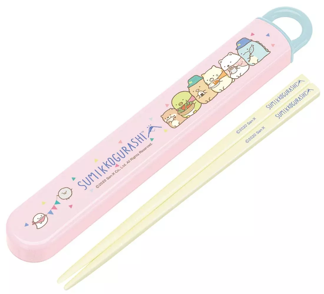 SKATER Sumikko Gurashi Camp Antibacterial Slide Chopstick With Case Set