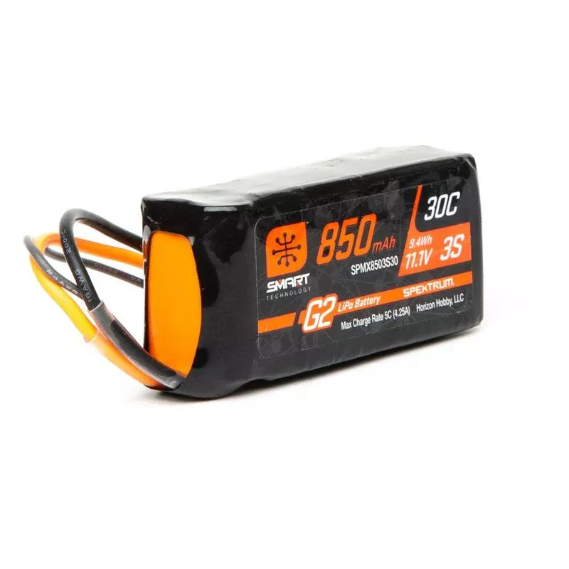 Spektrum SPMX8503S30 11.1V 850mAh 3S 30C Smart G2 LiPo Battery: IC2
