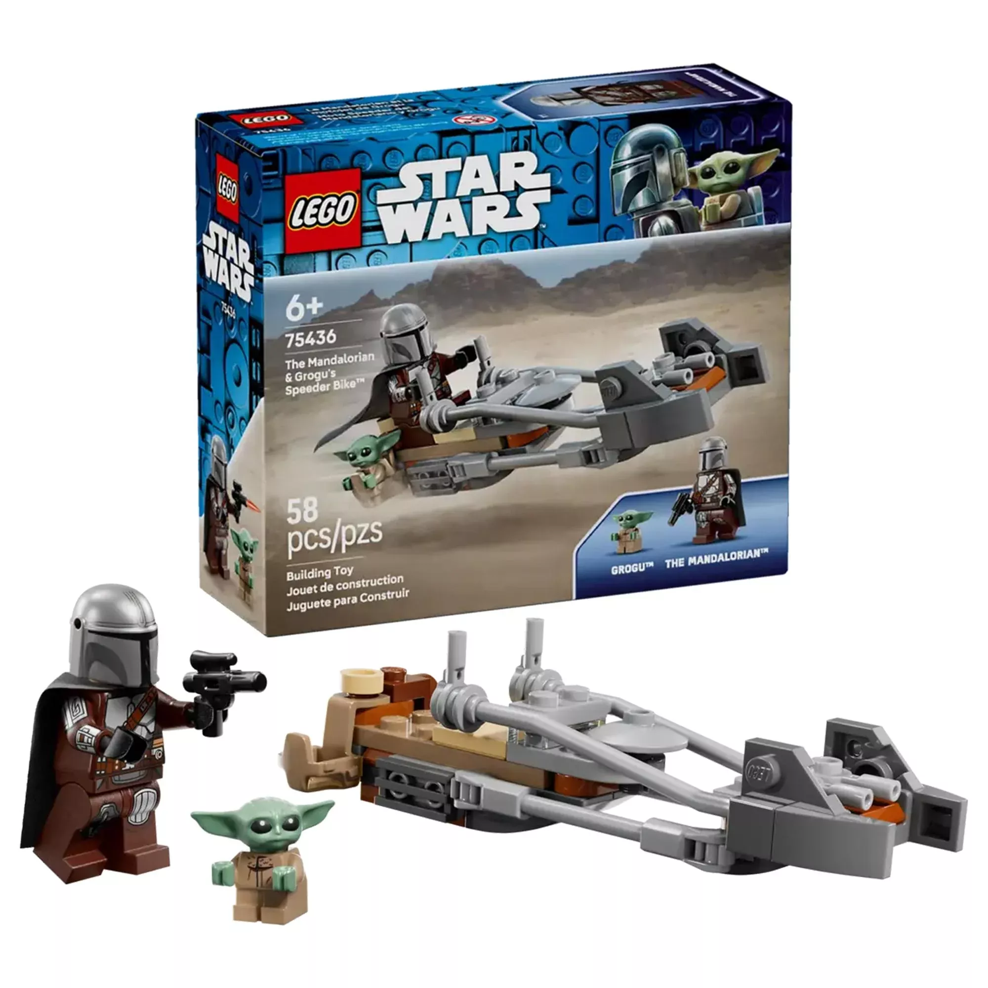 Star Wars LEGO 75436 Mandalorian & Grogu's Speeder Bike 58-Piece Building Set
